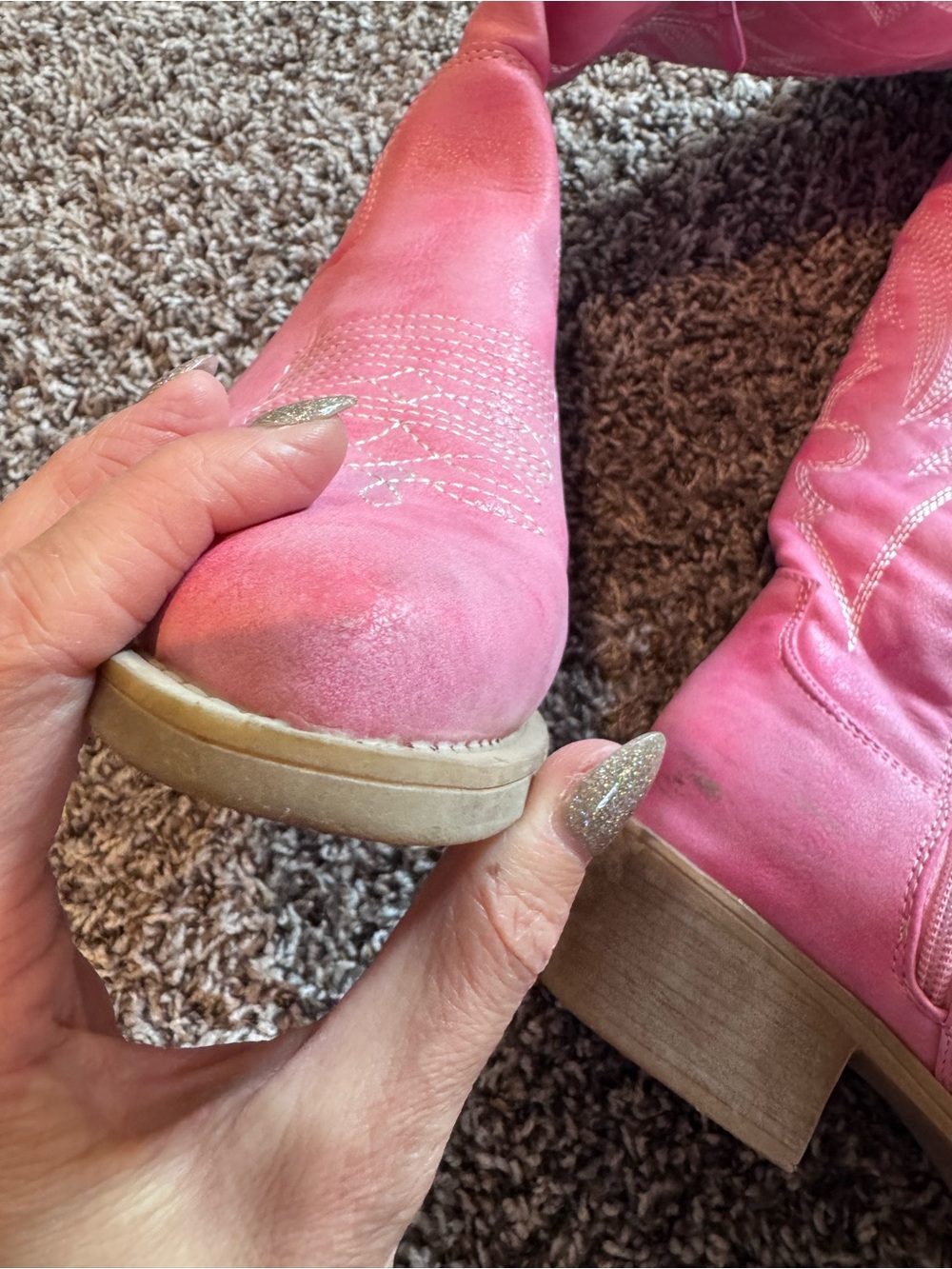 Pink Faux Leather Wester Cowboy Boots Barbie Cowboy Barbiecore 9 - Picture 5 of 11